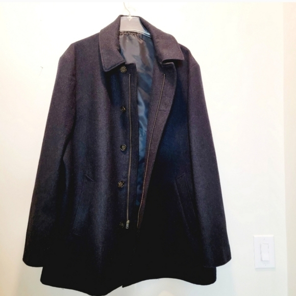 Ralph Lauren Dark Gray Wool Hidden Zipper Button Up 3/4 Qtr Overcoat - Picture 5 of 8